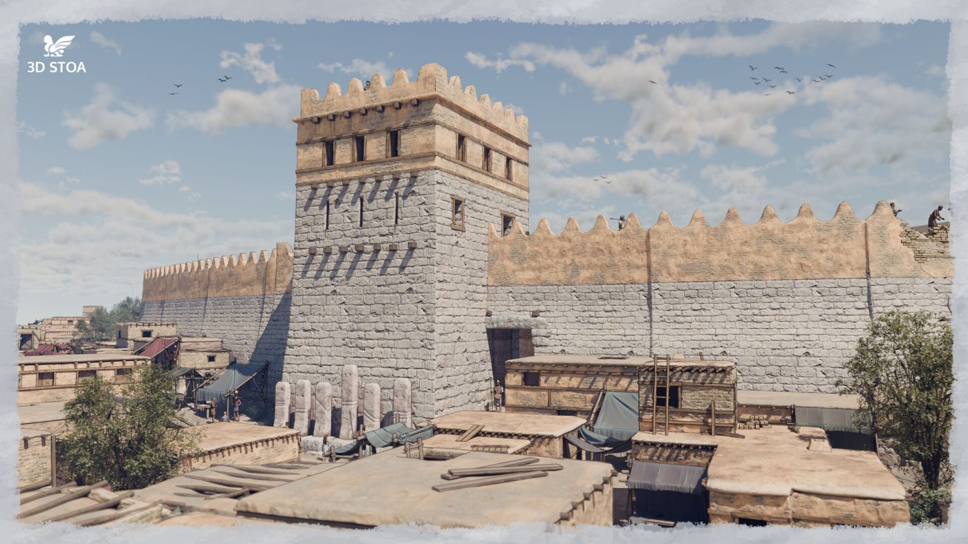 Reconstrucción virtual en 3D de la puerta meridional de Troya (VI-II) (1200 a.C.)