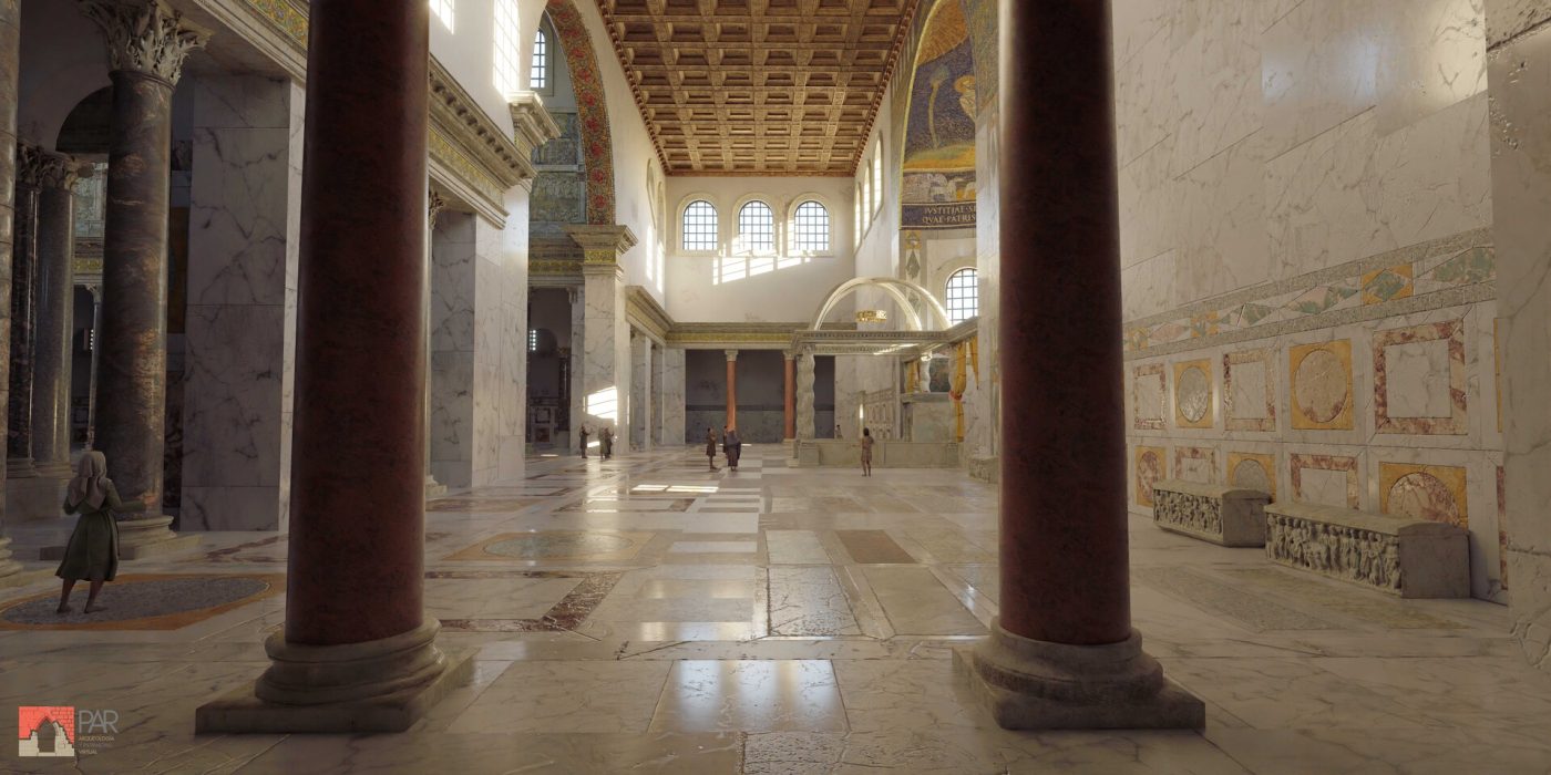 Reconstrucción virtual en 3D de la basílica constantiniana de San Pedro del Vaticano (s. IV)