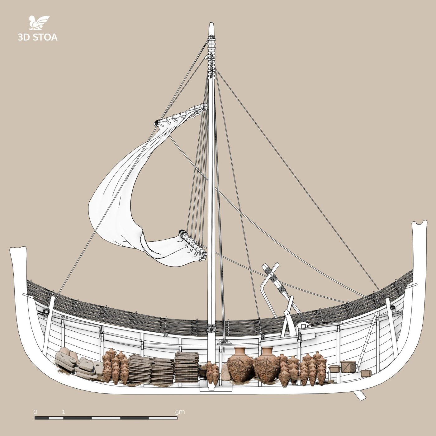 Reconstrucción virtual en 3D del pecio Uluburun (1300 a.C.)